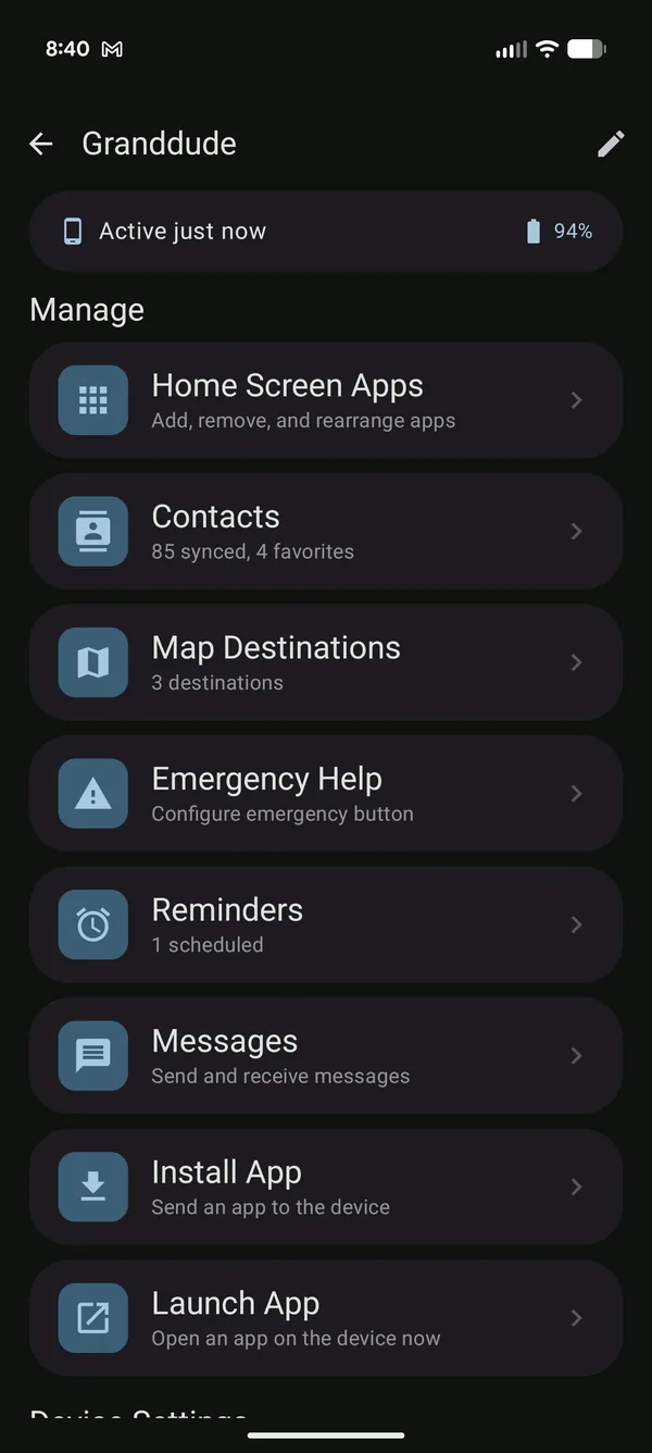 Caregiver dashboard