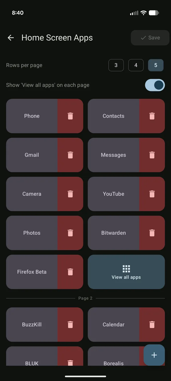 Home screen editor