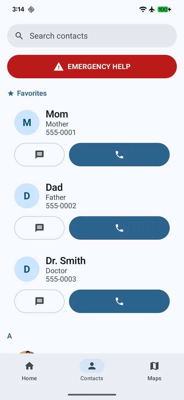 Contacts with favorites