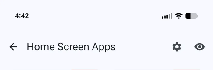 Caregiver Home Screen Apps editor with eye preview button